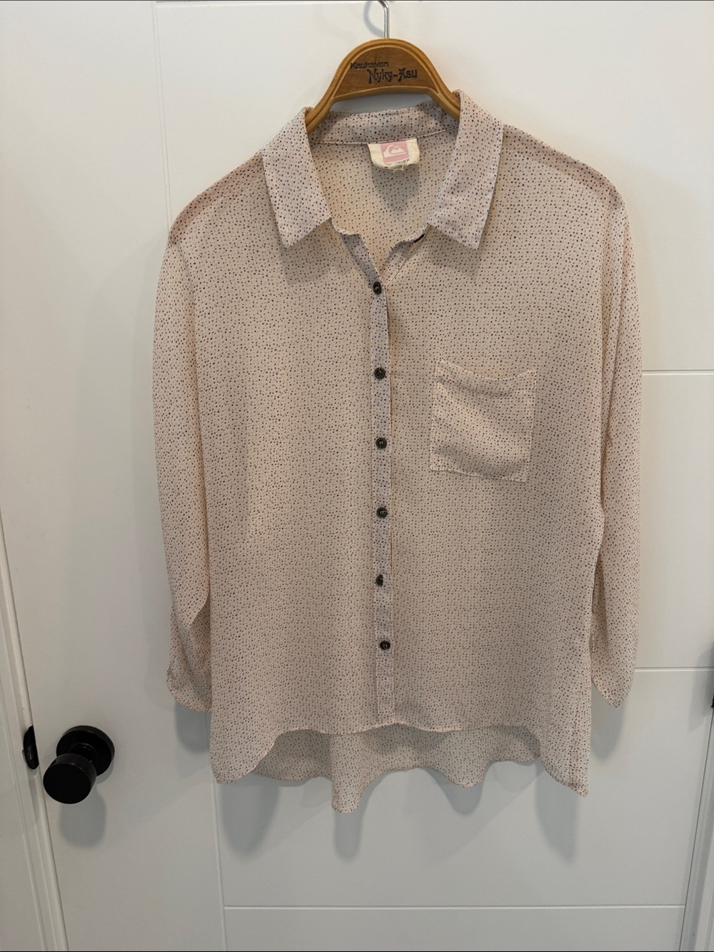 Quiksilver Light Pink Button-Down Shirt with Micro Dot Print